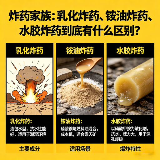 耒阳炸药家族：乳化炸药、铵油炸药、水胶炸药到底有什么区别？